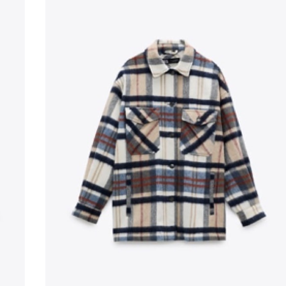 Zara Wool Blend Plaid Overcoat - Picture 3 of 4